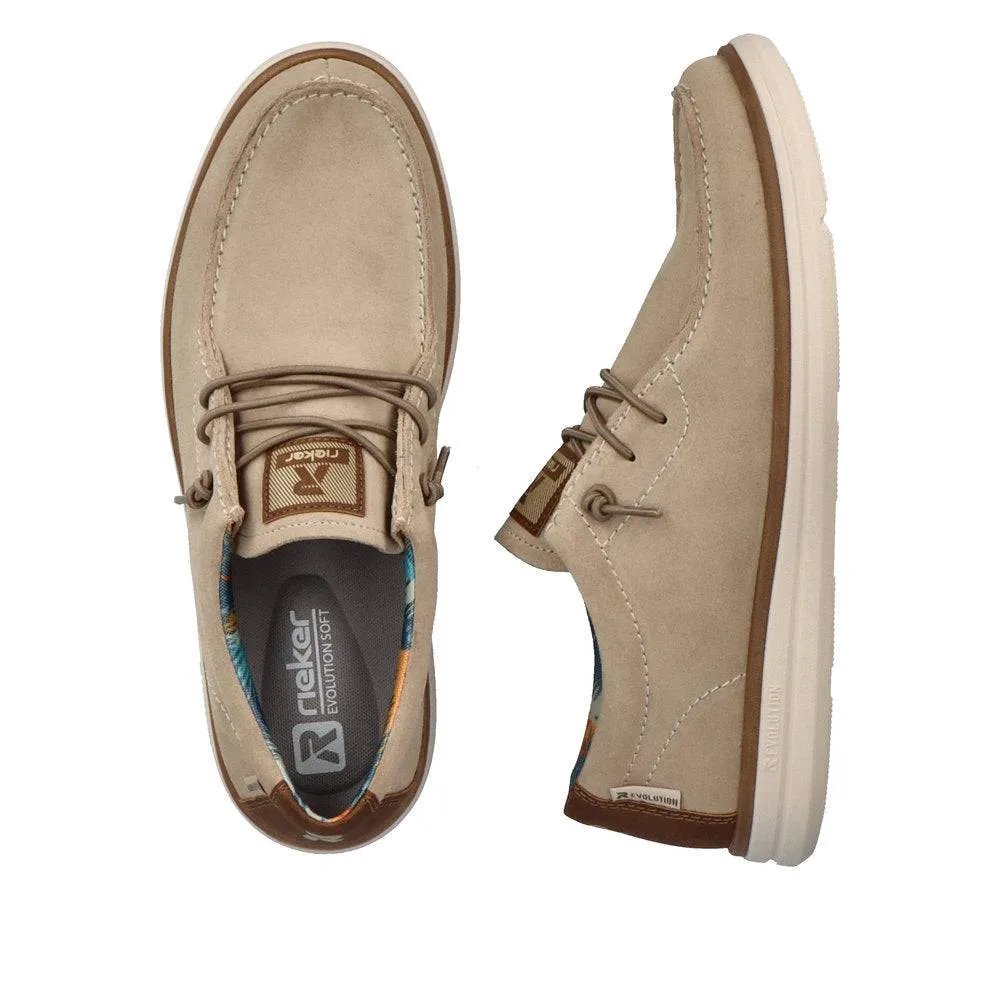 Rieker U0602-62 Mens Beige Leather Lace Up Shoes