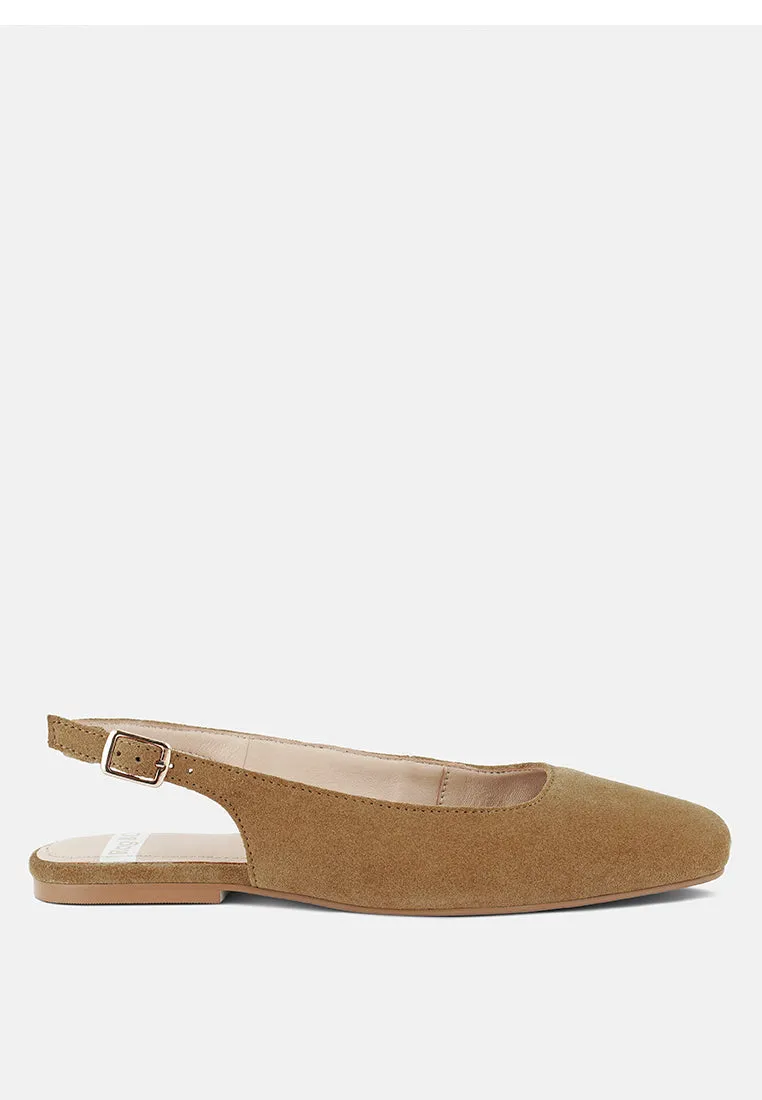 Sozani Genuine Suede Leather Slingback Flats