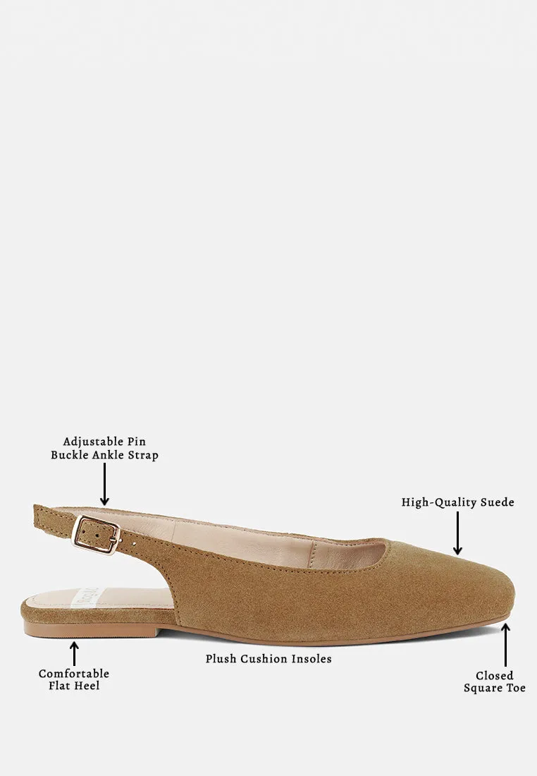 Sozani Genuine Suede Leather Slingback Flats