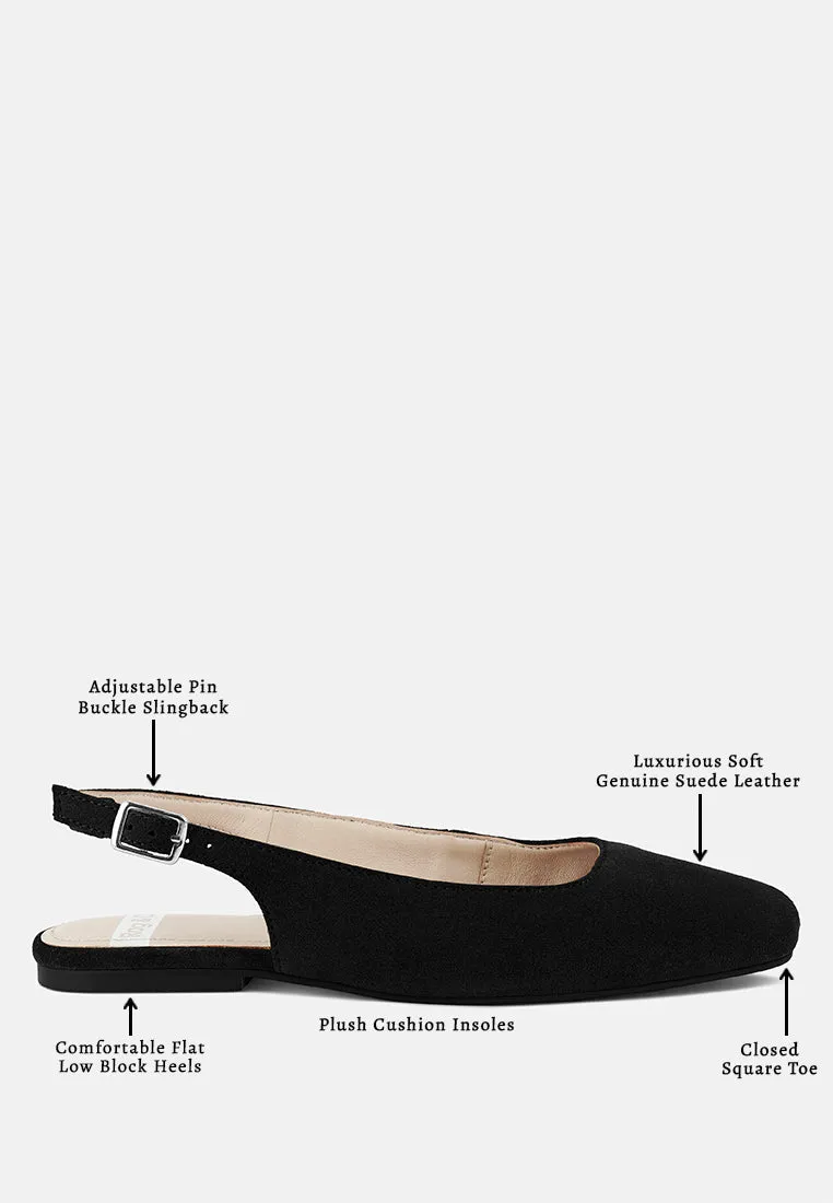 Sozani Genuine Suede Leather Slingback Flats