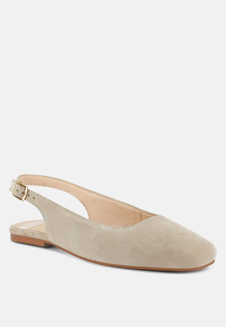 Sozani Genuine Suede Leather Slingback Flats