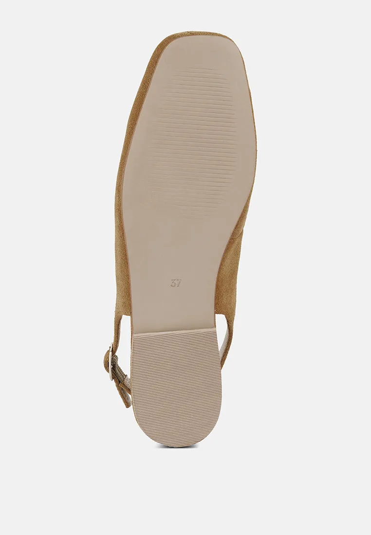 Sozani Genuine Suede Leather Slingback Flats