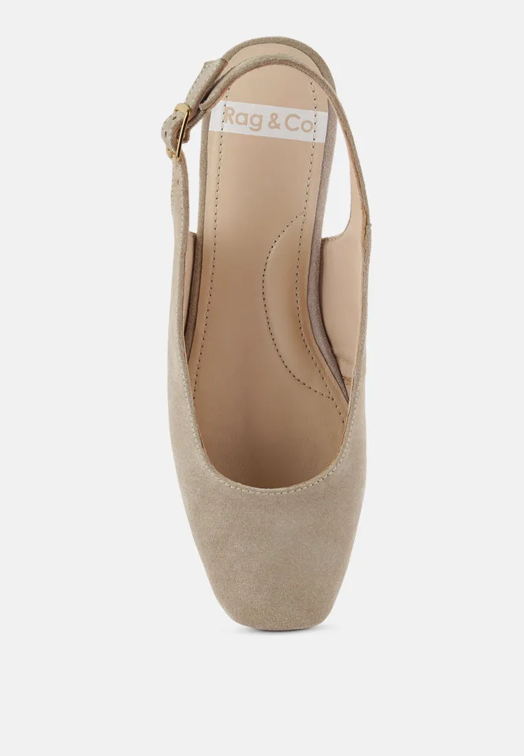 Sozani Genuine Suede Leather Slingback Flats