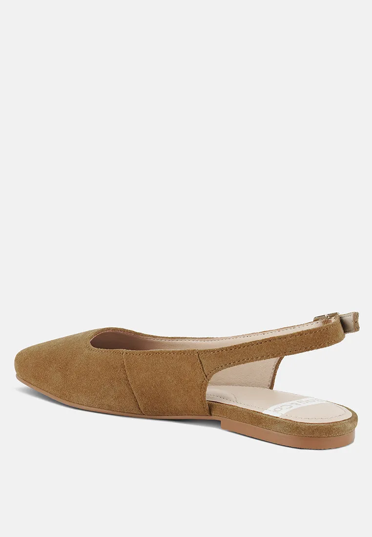 Sozani Genuine Suede Leather Slingback Flats