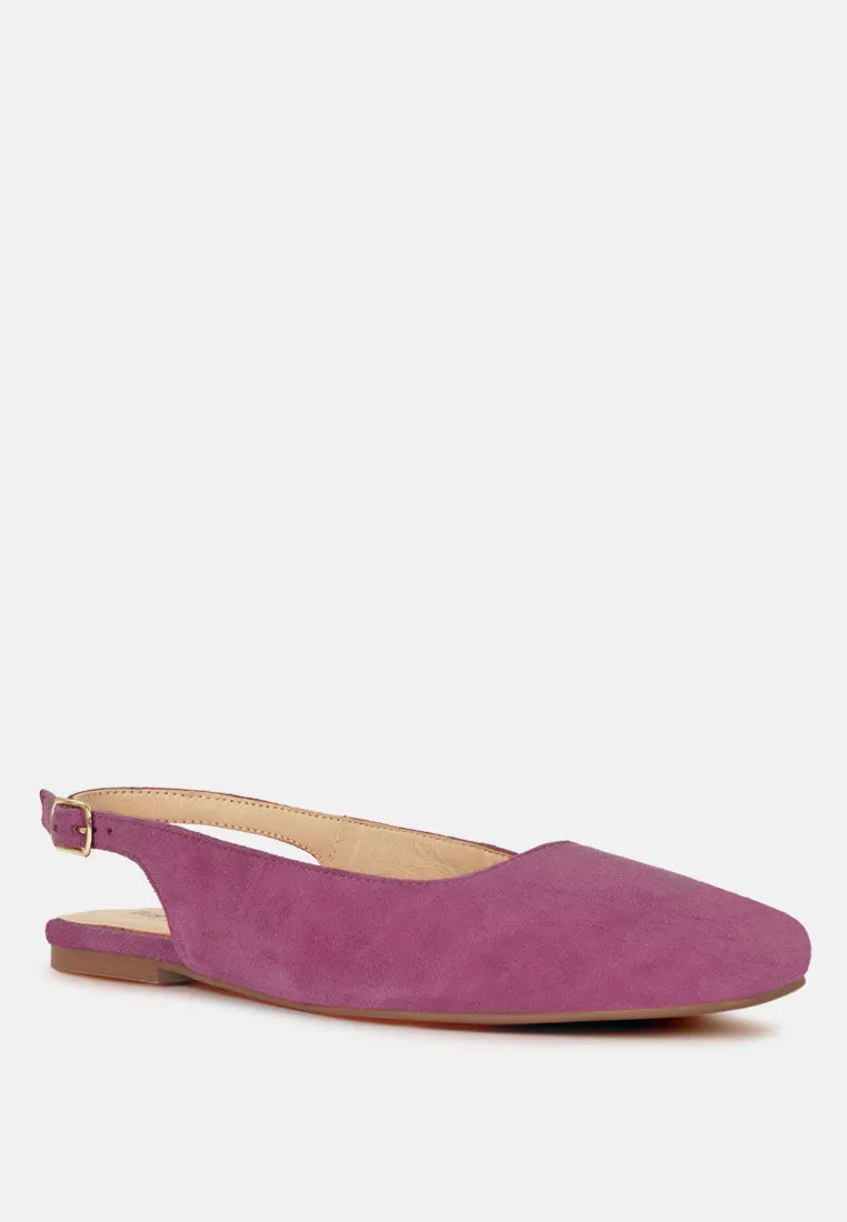 Sozani Genuine Suede Leather Slingback Flats
