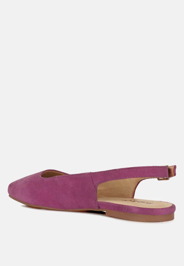 Sozani Genuine Suede Leather Slingback Flats
