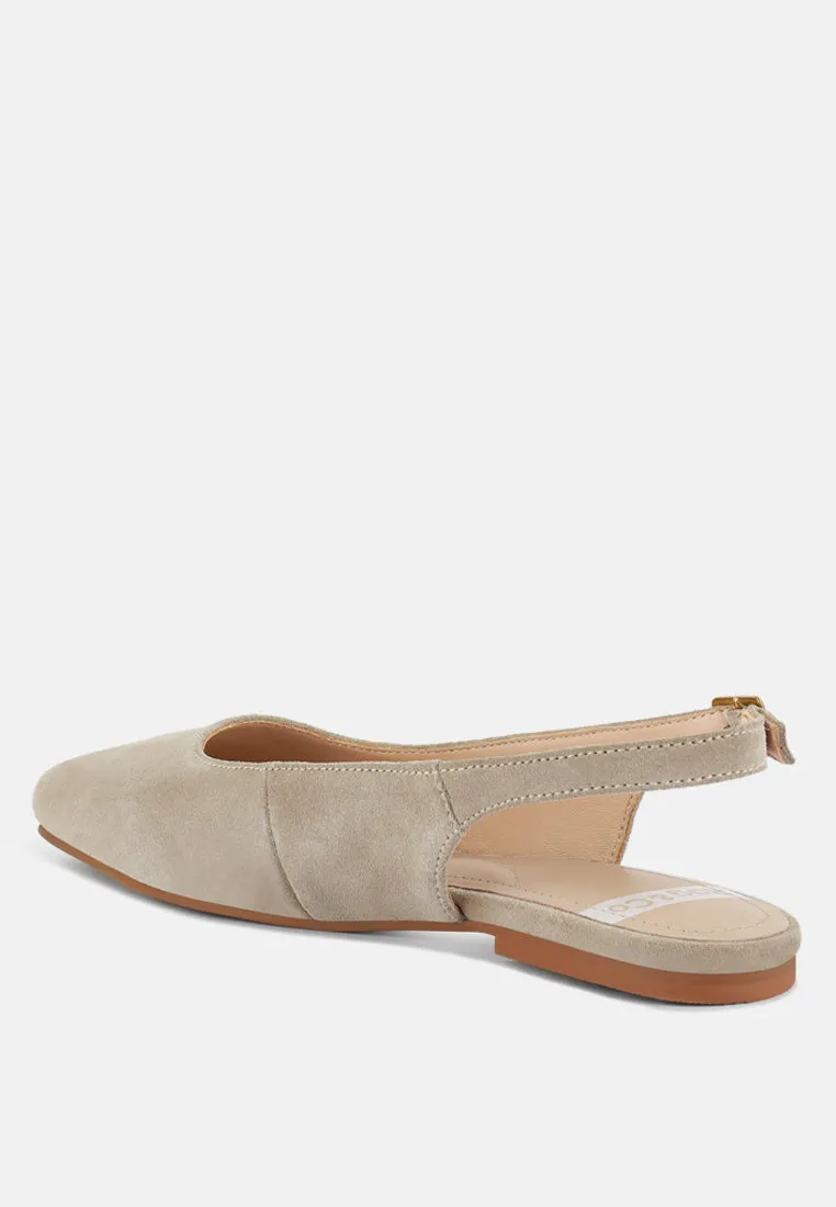 Sozani Genuine Suede Leather Slingback Flats