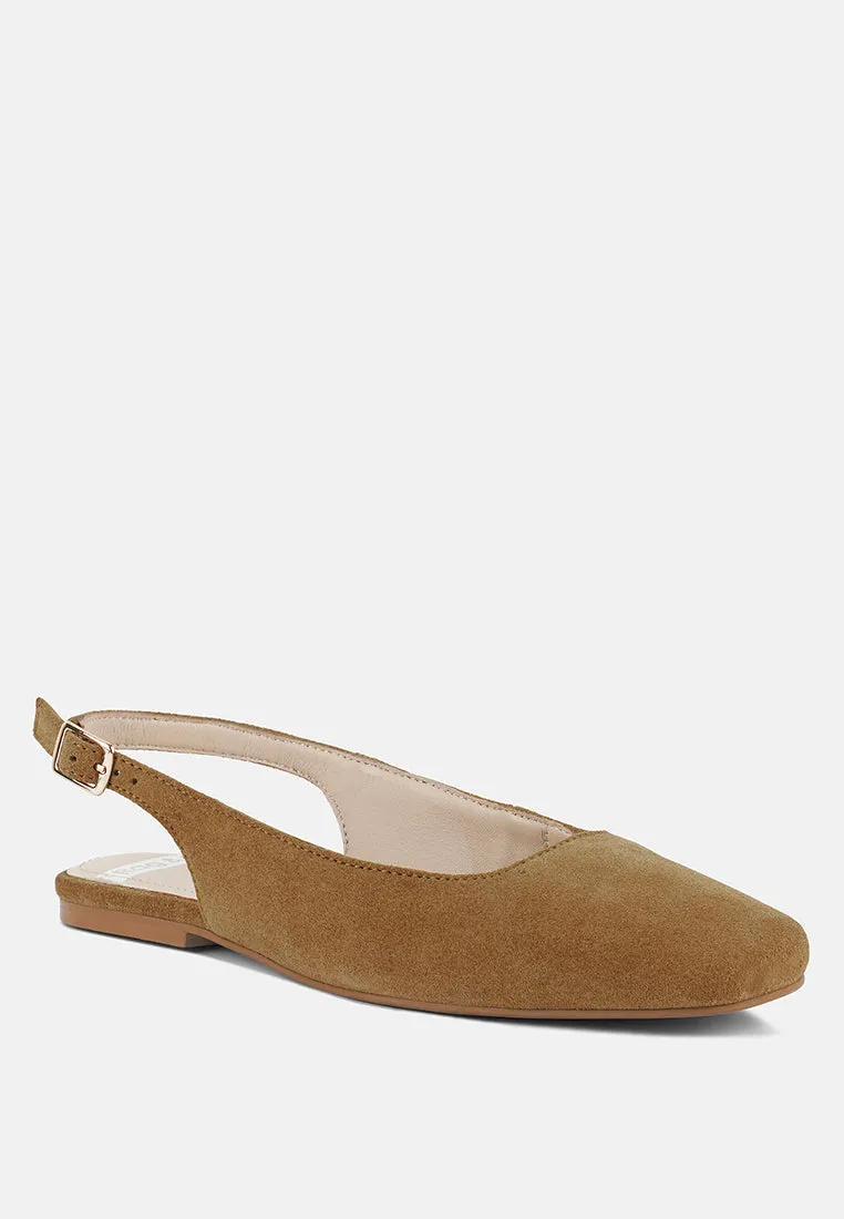 Sozani Genuine Suede Leather Slingback Flats