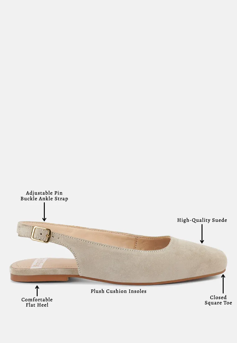 Sozani Genuine Suede Leather Slingback Flats