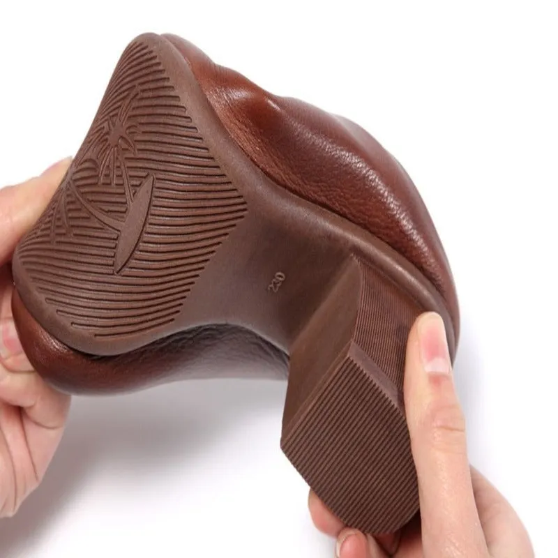 Thick Soft Leather-Heel For Women