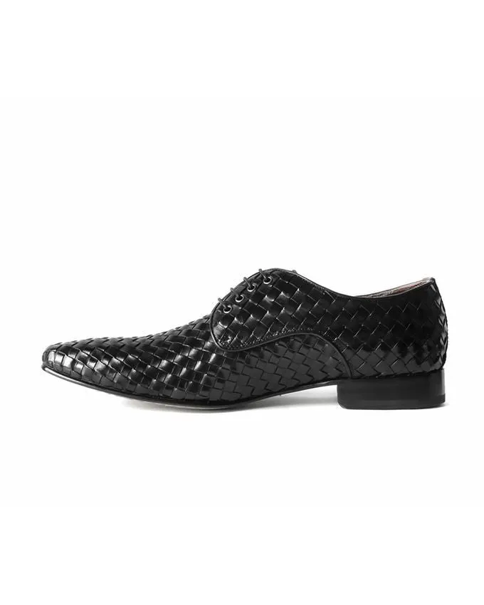 Weavelike leather lace up shoes