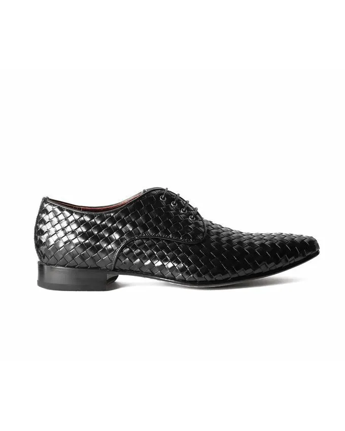 Weavelike leather lace up shoes